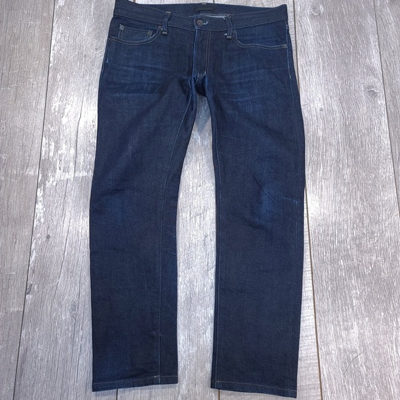 Uniqlo Other - Uniqlo Jeans Men Size 33x28 Dark Blue Slim Fit Stretch Selvedge Denim